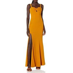NEW Dress the Population Brooke Twist Front Gown In Honey Maxi Dress P6903
